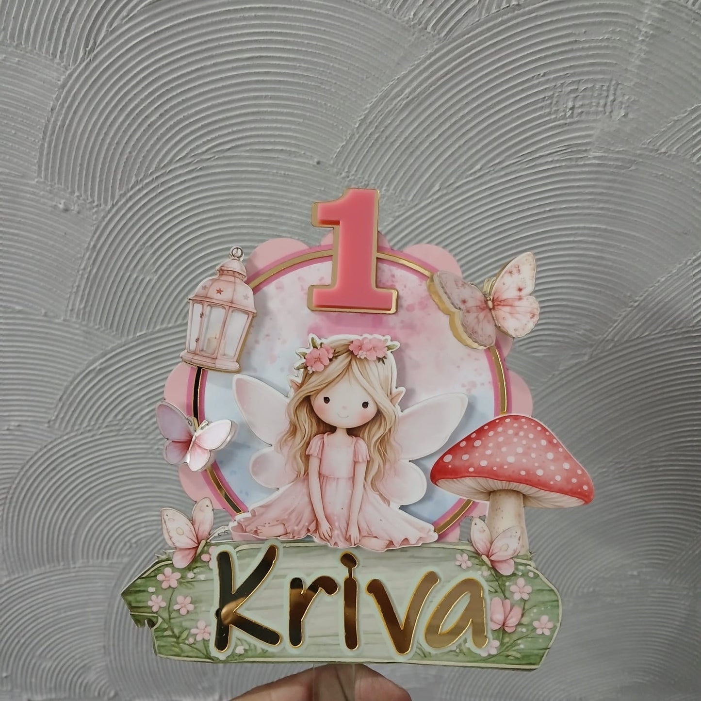Personalized / Customized Fairy Theme Cake Topper with name and age