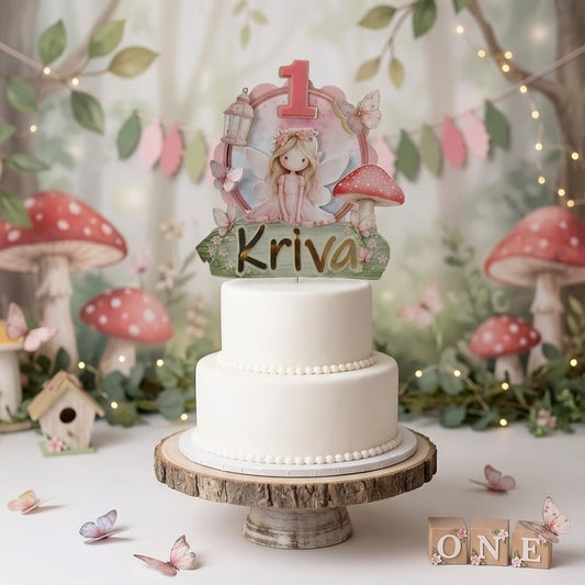 Personalized / Customized Fairy Theme Cake Topper with name and age