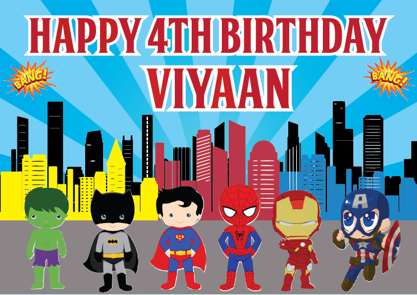 Personalized Superhero Avengers Theme Birthday Backdrop | Avengers Theme Party Decoration