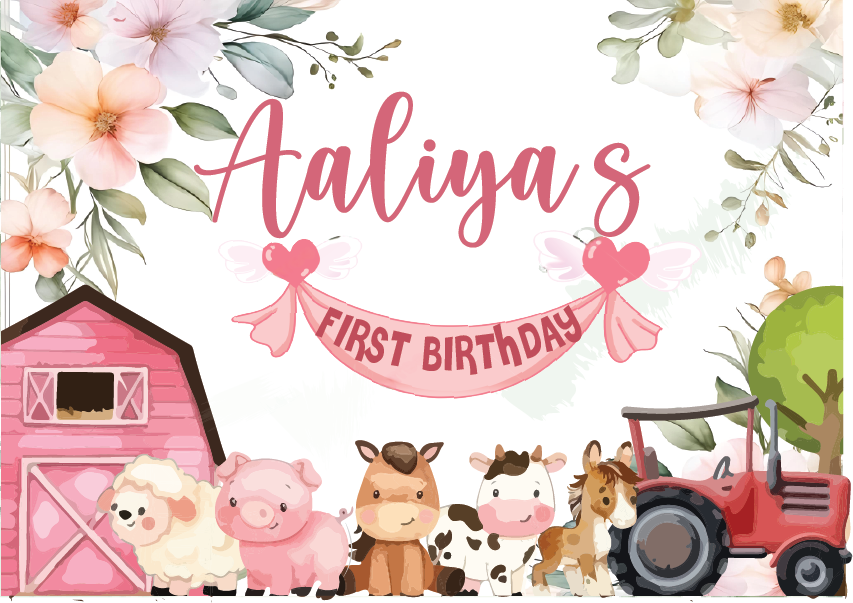 Personalized Farm-Themed Birthday Backdrop