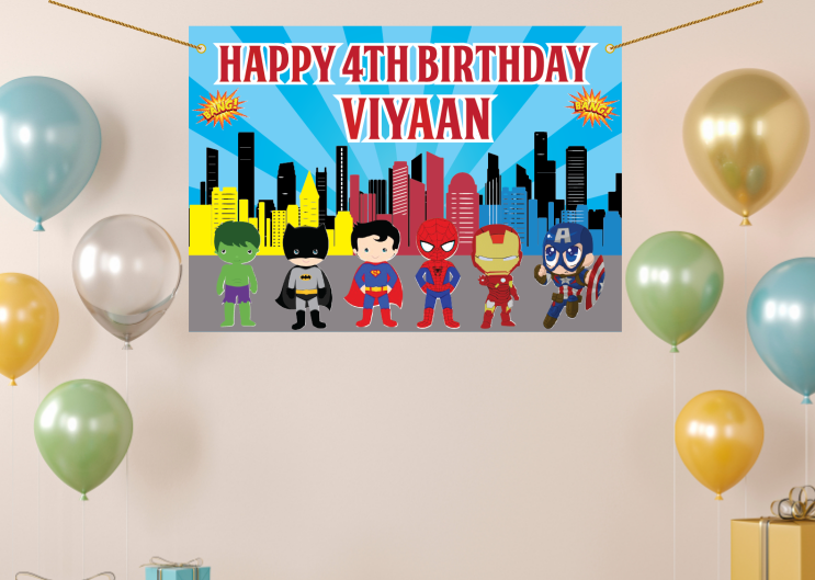 Personalized Superhero Avengers Theme Birthday Backdrop | Avengers Theme Party Decoration