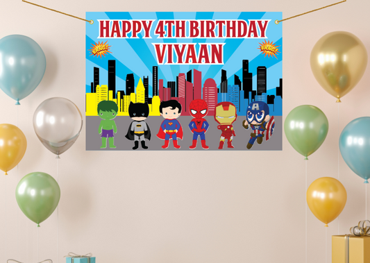 Personalized Superhero Avengers Theme Birthday Backdrop | Avengers Theme Party Decoration