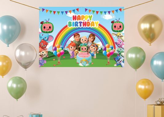 Personalized Cocomelon Theme Birthday Backdrop