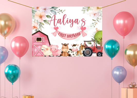 Personalized Farm-Themed Birthday Backdrop