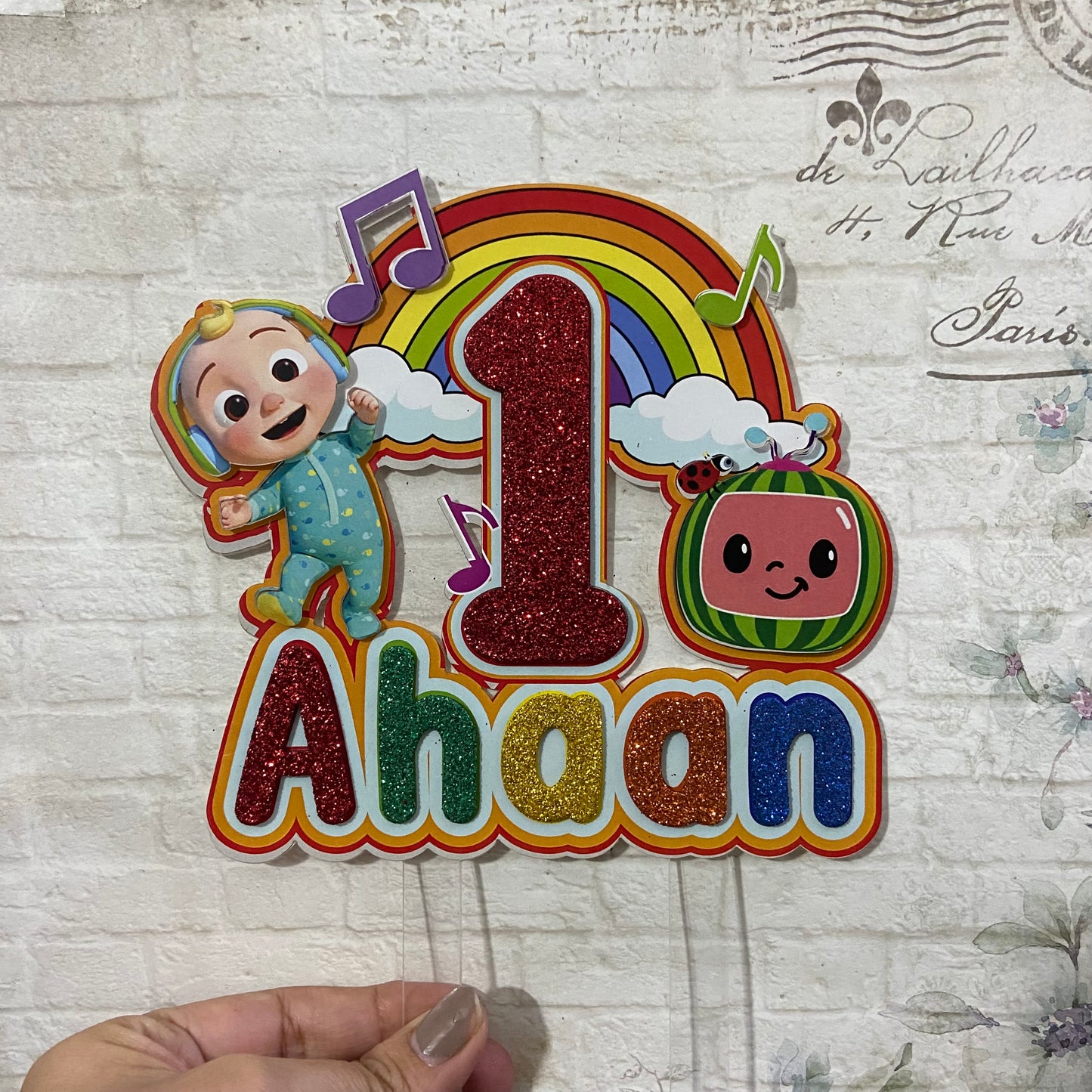 Personalized / Customized Cocomelon Cake Topper with Name