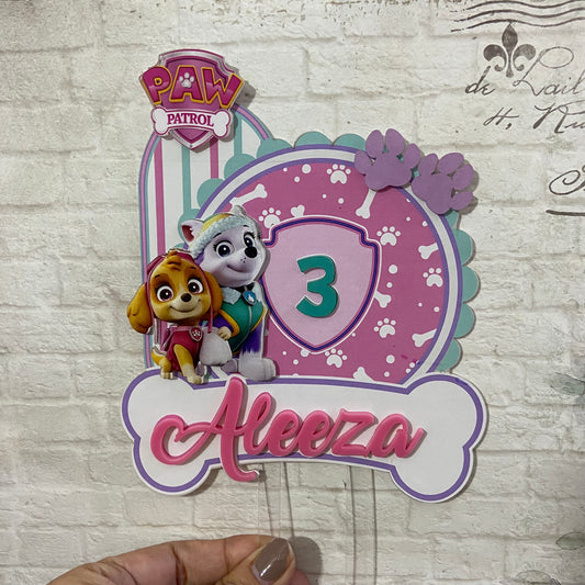 Personalized / Customized Paw Patrol Theme Cake Topper with Name PKCT104