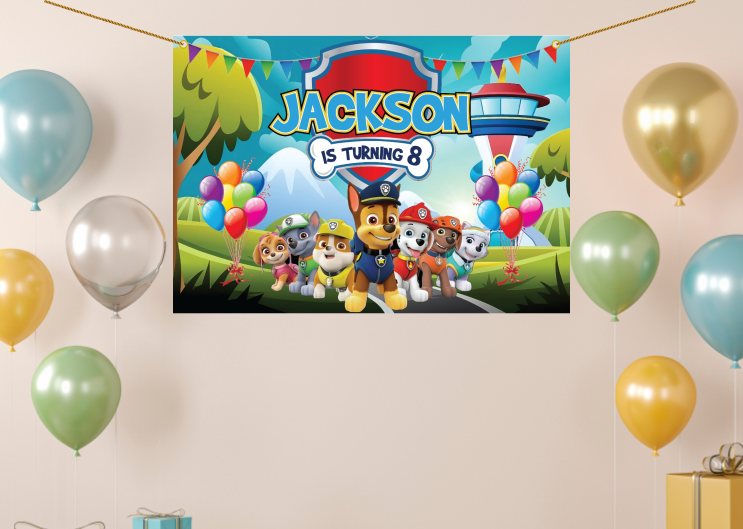 Custom Paw Patrol Birthday Backdrop