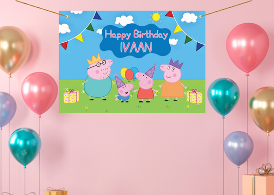 Custom Peppa Pig Birthday Backdrop
