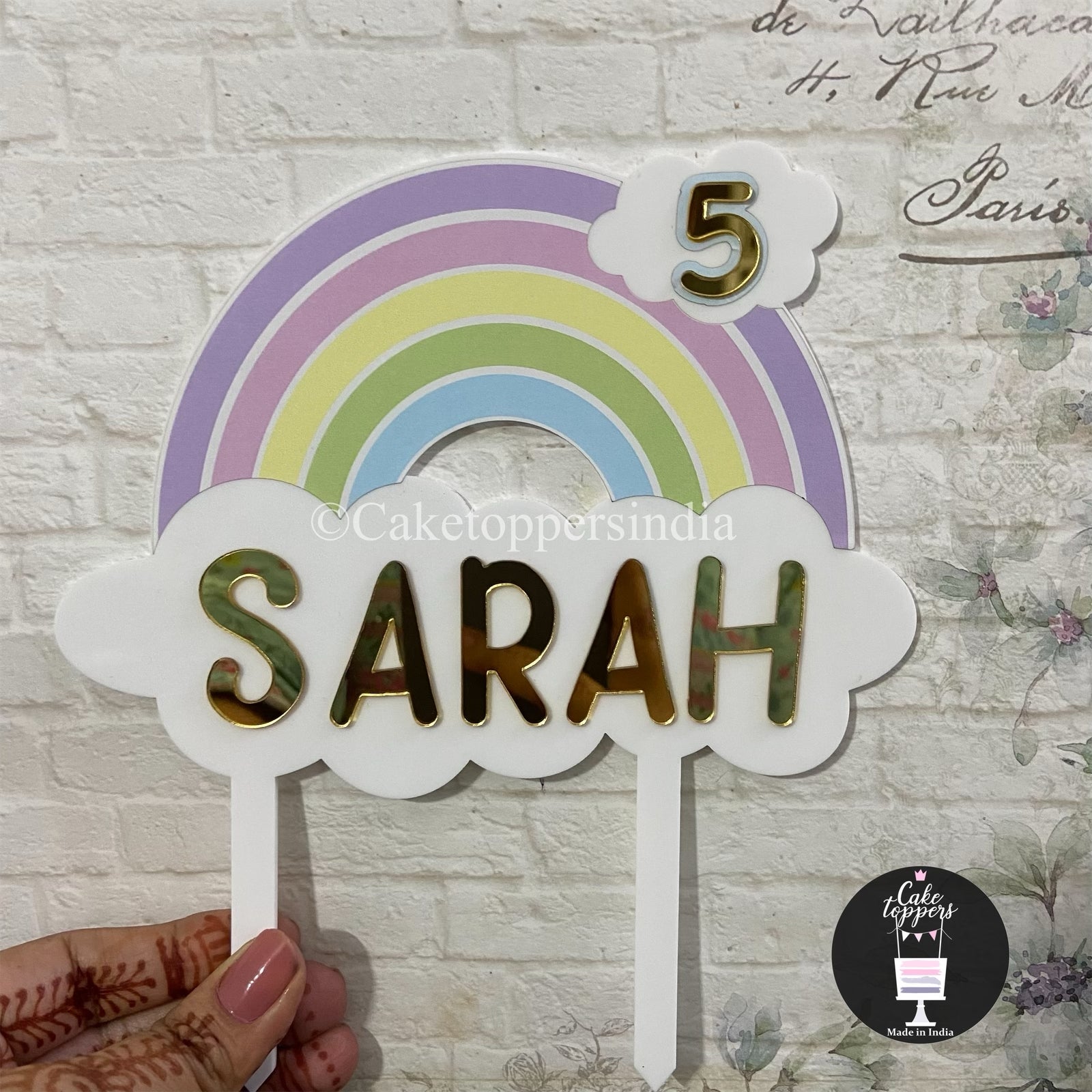 Personalized / Customized Rainbow Theme Cake Topper with Name and Age – Cake  Toppers India