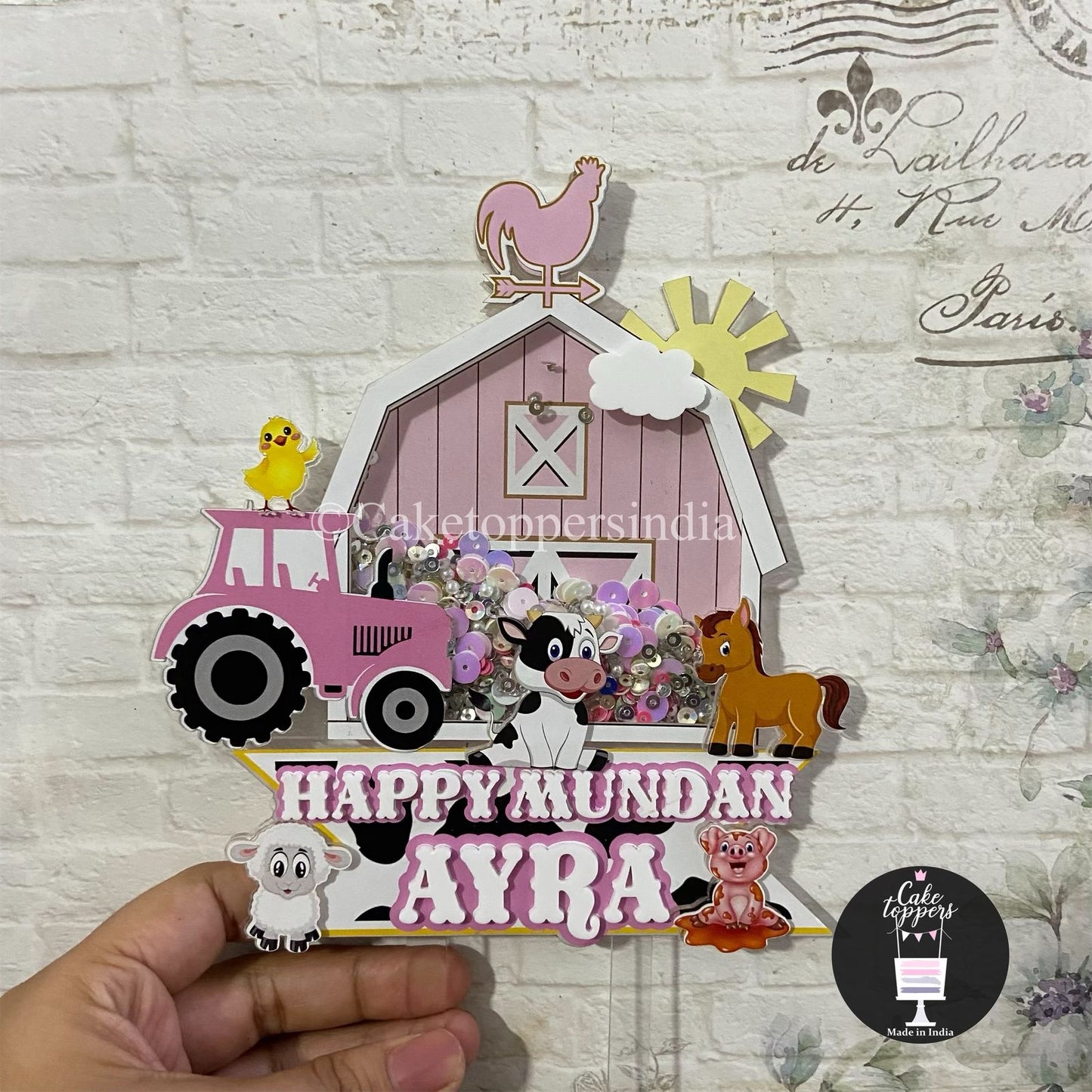 Personalized / Customized Farm Animals Cake Topper