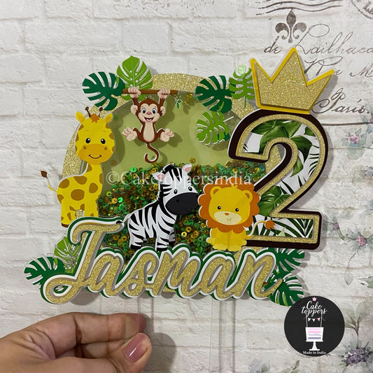 Personalized / Customized Number Animal Jungle Safari Theme Cake Topper