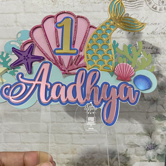 Personalized / Customized Mermaid Theme Cake Topper PKCT094
