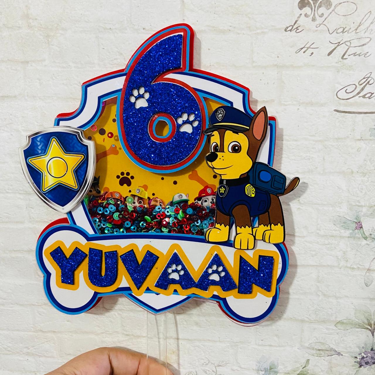 Personalized / Customized Paw Patrol Theme Cake Topper with Name PKCT105