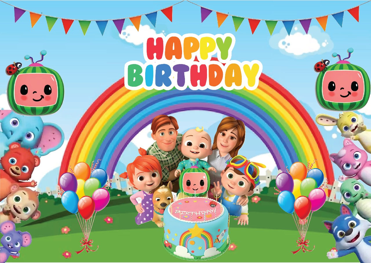 Personalized Cocomelon Theme Birthday Backdrop