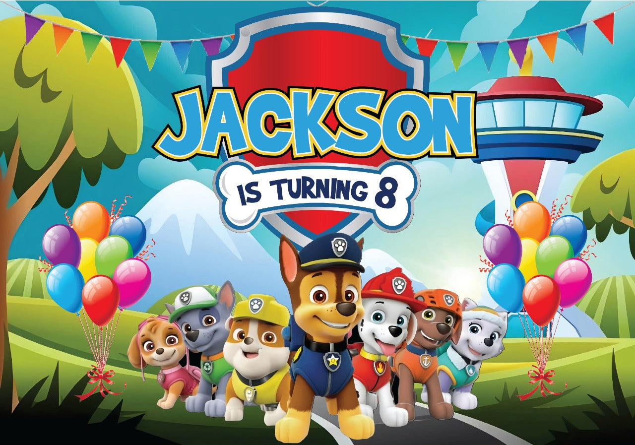 Custom Paw Patrol Birthday Backdrop