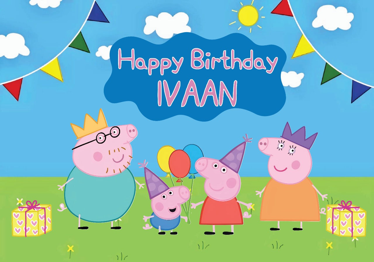 Custom Peppa Pig Birthday Backdrop