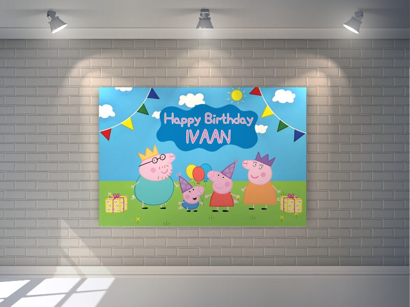 Custom Peppa Pig Birthday Backdrop | Personalized Peppa Party Banner