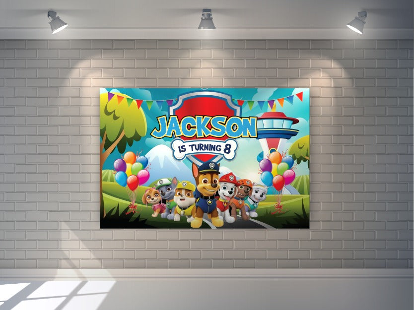 Custom Paw Patrol Birthday Backdrop | Personalized Paw Patrol Party Banner