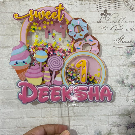 Personalized Candy theme Cake Topper – Custom Name & Age Birthday Decoration PKCT126
