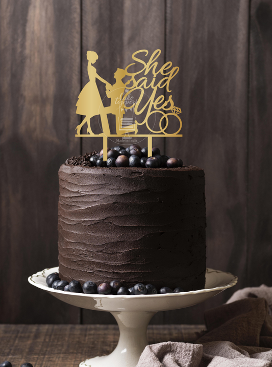 She Said Yes Cake Topper