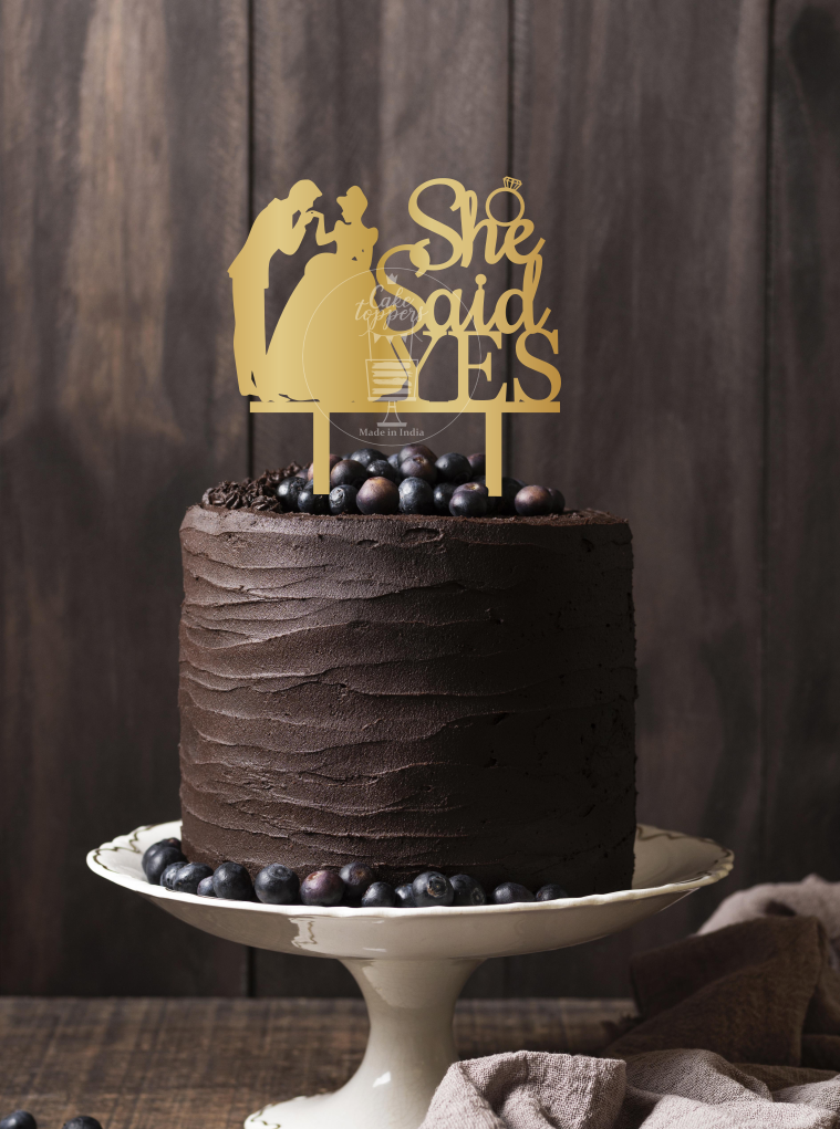 She Said Yes Cake Topper