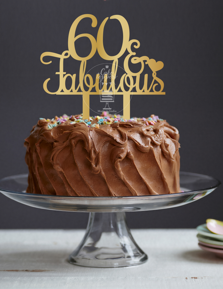Gold Mirror Happy 60th Birthday Cake Topper