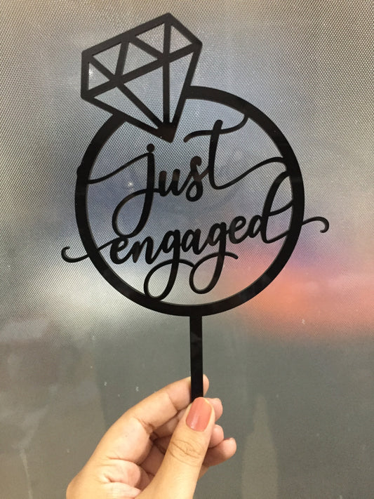 Just Engaged Cake Topper