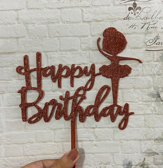 Ballerina Happy Birthday Cake Topper
