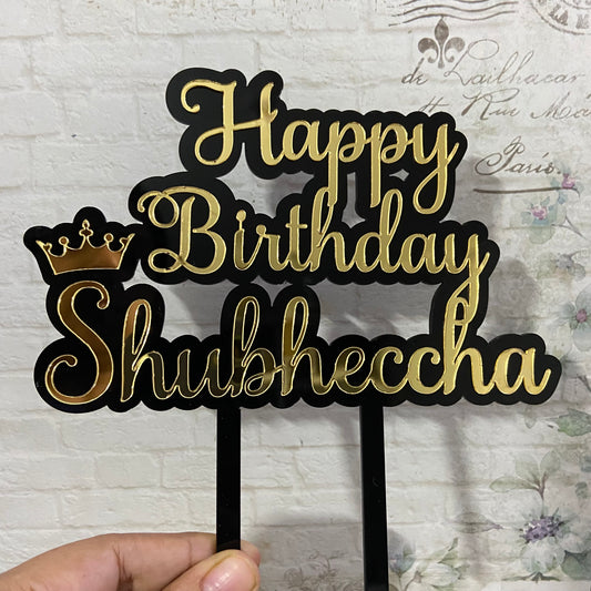 Personalized / Customized Happy Birthday Cake Topper with Name PHBDCT044