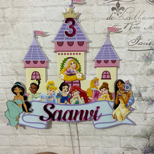 Personalized DIsneyPrincess Castle Cake Topper – Custom Name & Age Birthday Decoration PKCT121