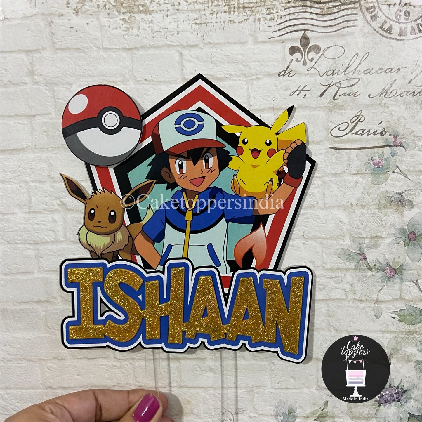 Personalised 3D Pokemon cake topper with Name.