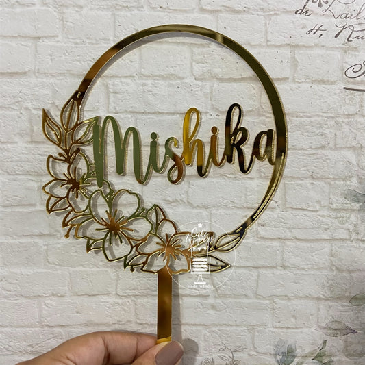 Personalized / Customized Floral Name Cake Topper