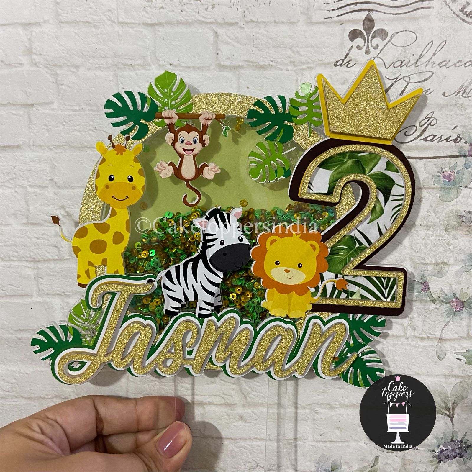 Personalized / Customized Number Animal Jungle Safari Theme Cake Topper 