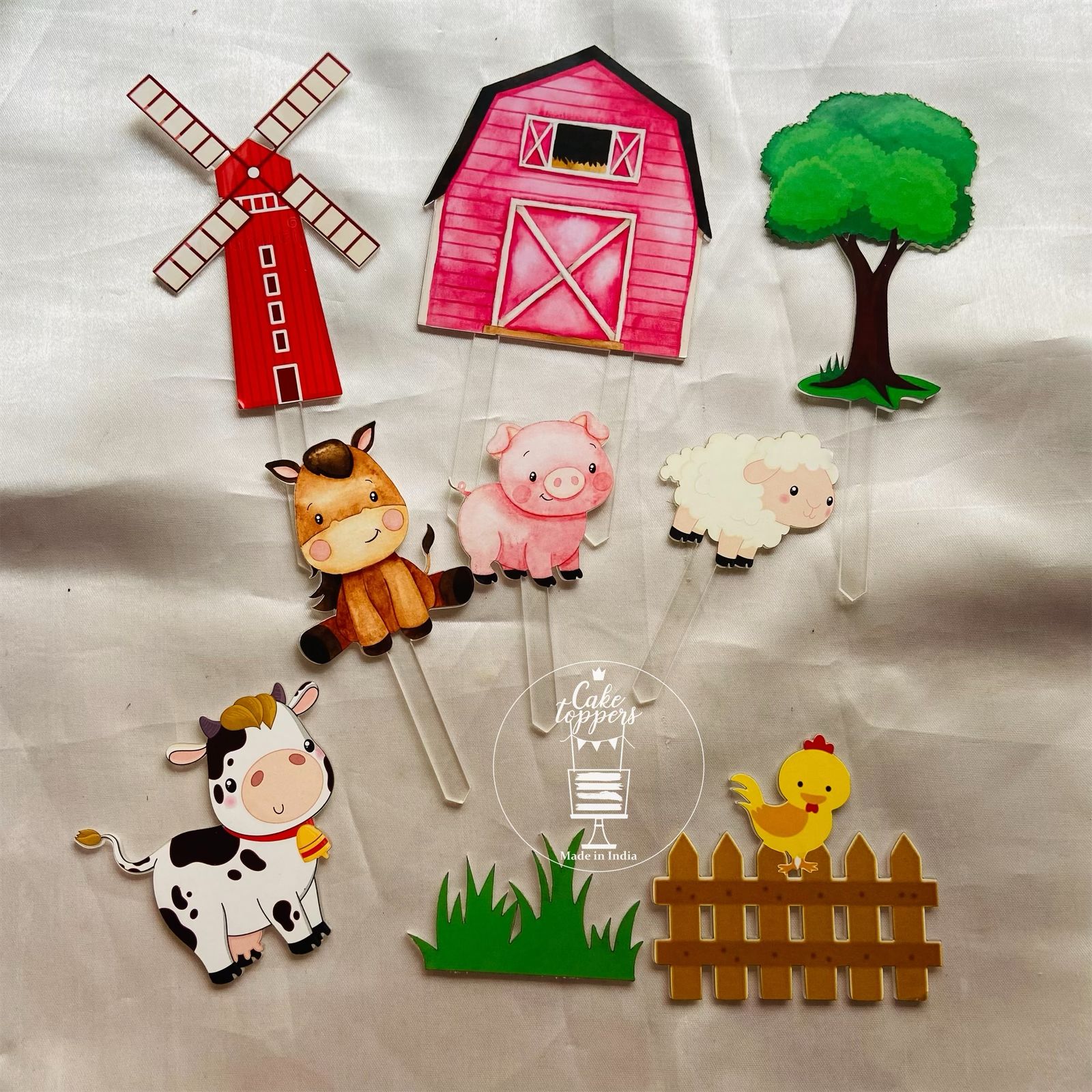 Farm Theme Cake Toppers Set for Farmhouse Party Cake Decor - Charming Barnyard Cake Decoration