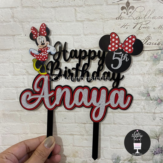Personalized / Customized Minnie Mouse Cake Topper with Name