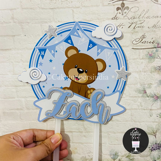 Personalized / Customized Teddy Bear Cake Topper with Name