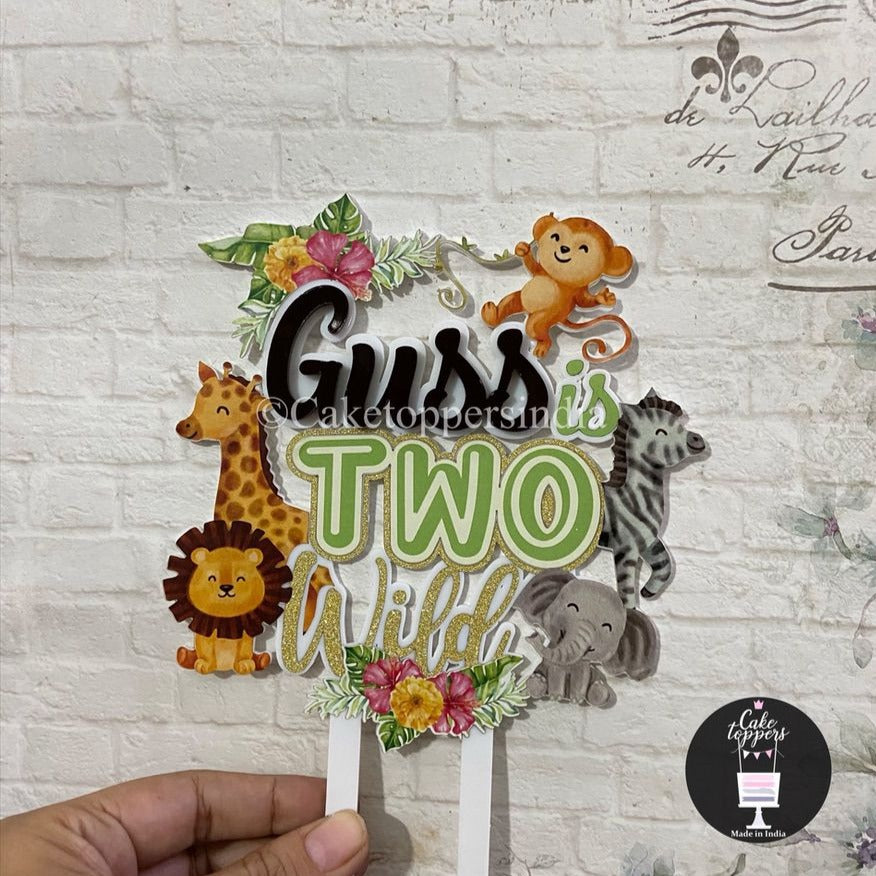 customised jungle animals theme cake topper