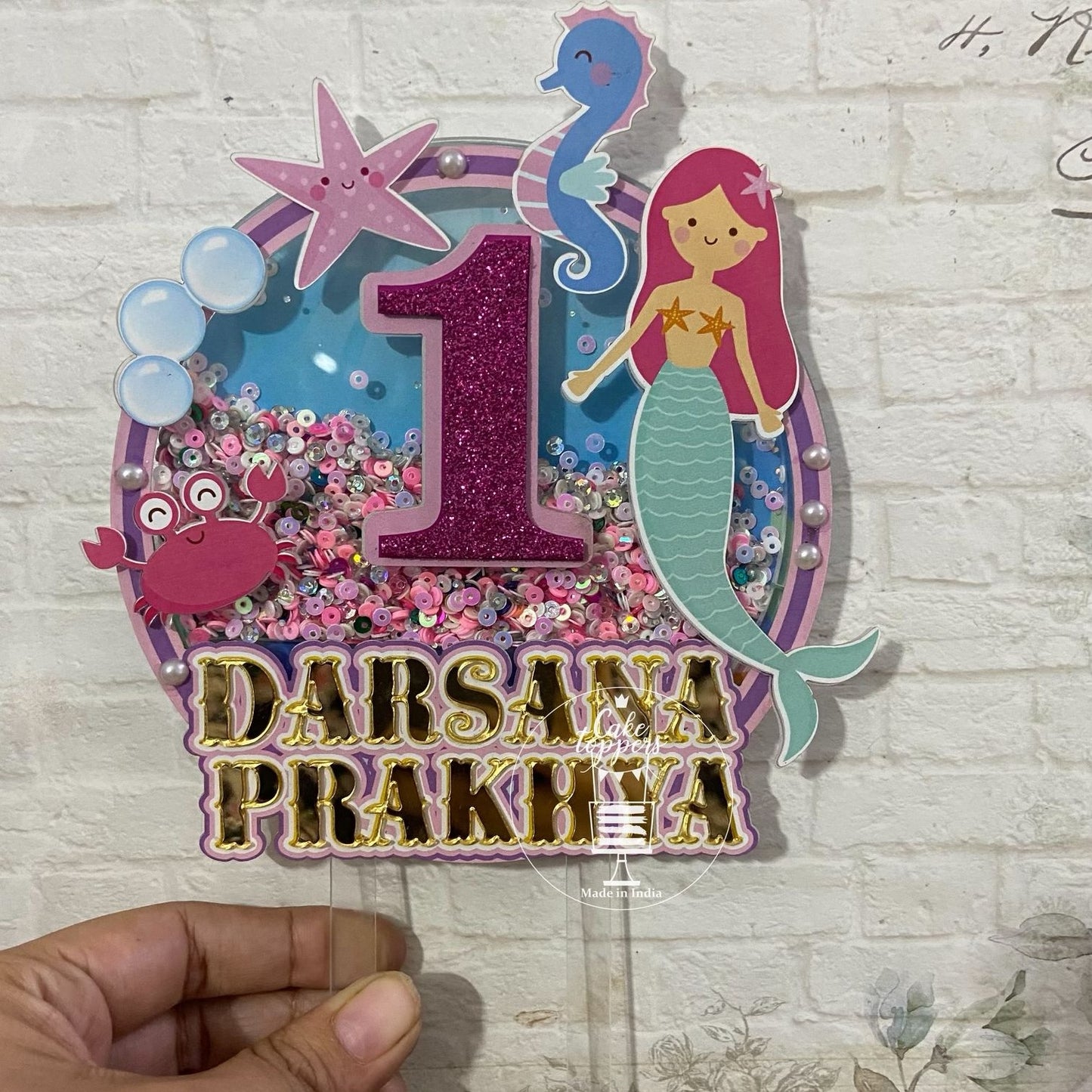 Personalized / Customized Mermaid Theme Cake Topper PKCT093