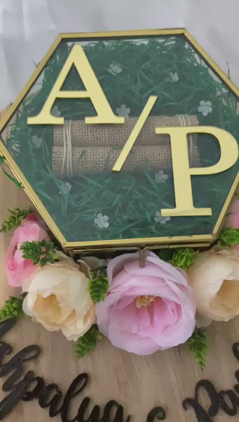 Personalized Engagement Ring Platter with Ring Box | Floral Ring Platter