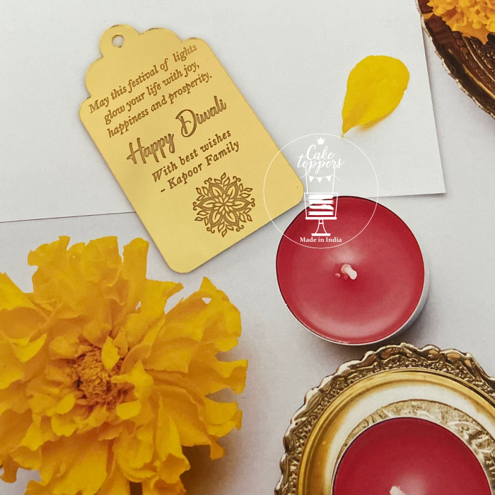 Personalized Diwali Acrylic Tag – Custom Name Tags for Gifts & Hampers