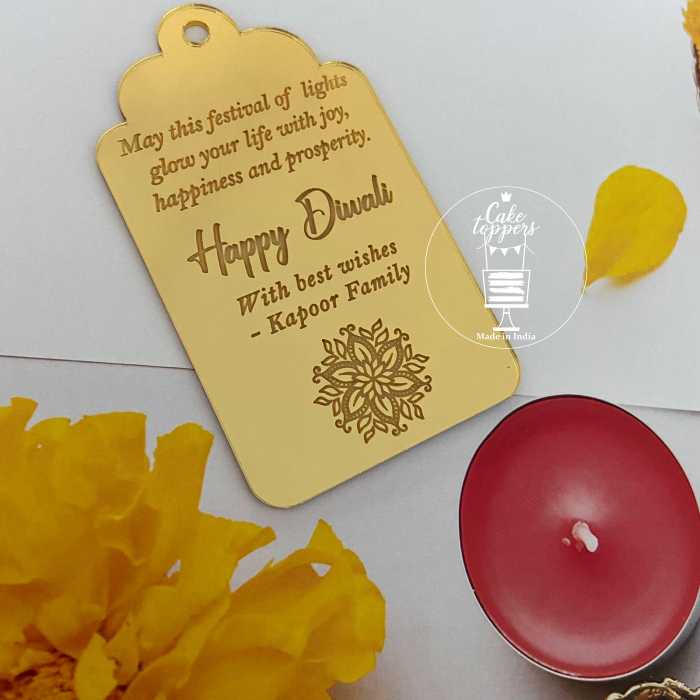 Personalized Diwali Acrylic Tag – Custom Name Tags for Gifts & Hampers DIW026