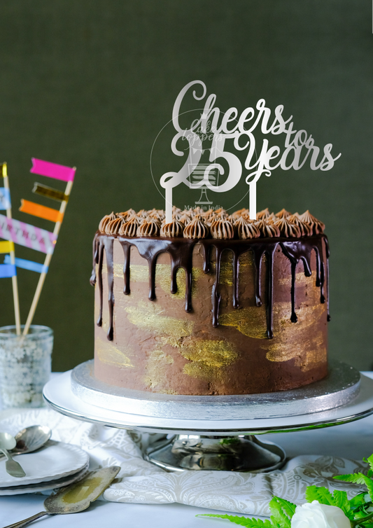 Cheers to 25 Years Cake Topper -25CT007