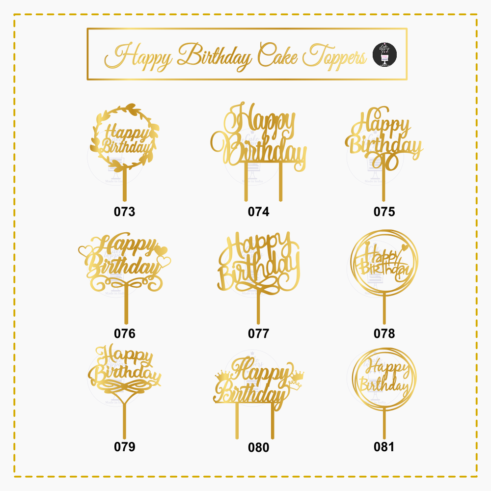 UNICORN TOPPERS Mirror Golden Acrylic Happy Birthday UV printed Cake Topper  Decoration Tools for Decor Kids, Birthday Party Celebration | 1 Pcs (Design  12) : Amazon.in: Toys & Games