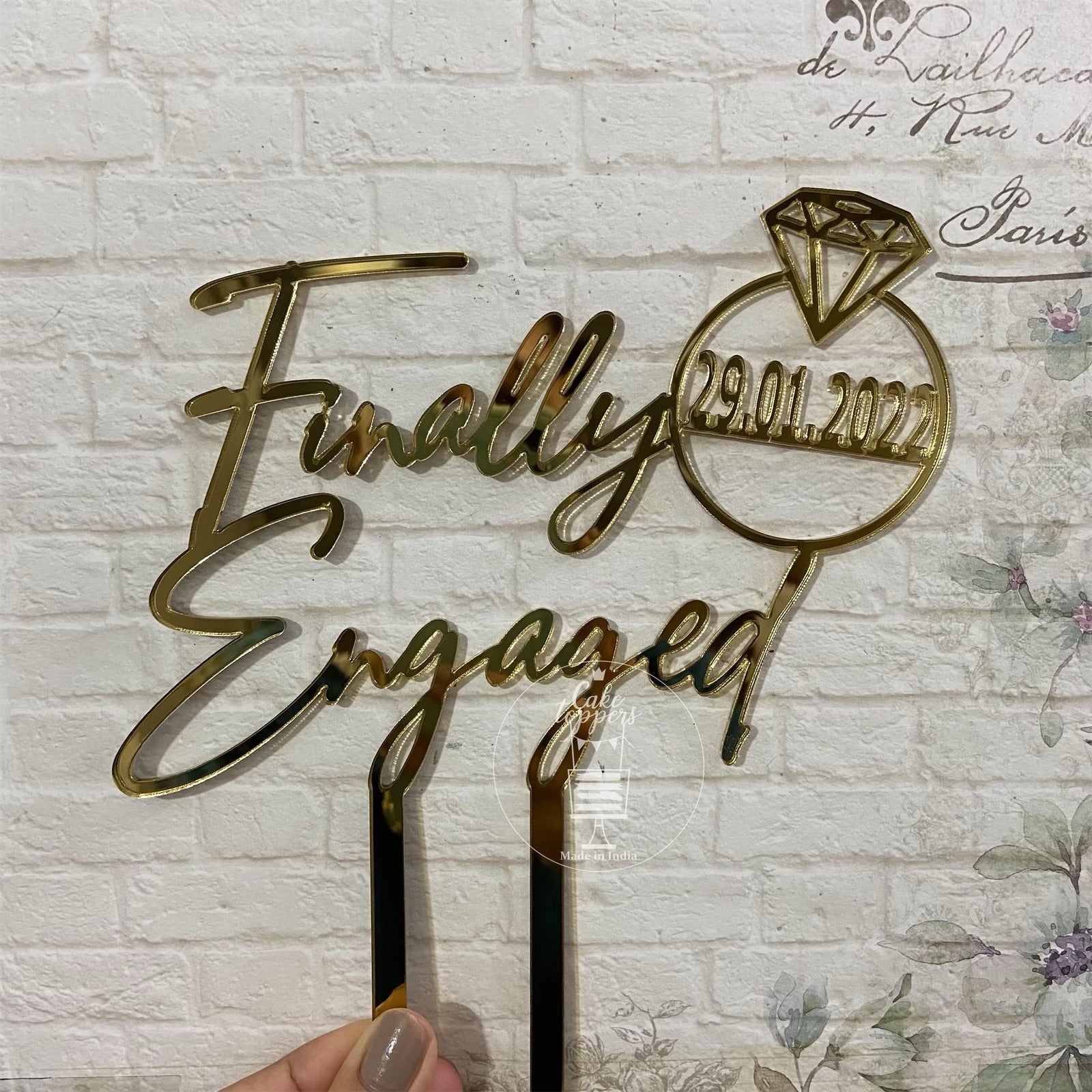 customize engagement cake topper