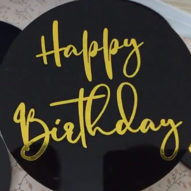 Beautiful Round Happy Birthday Cake Topper - HBDRCT004