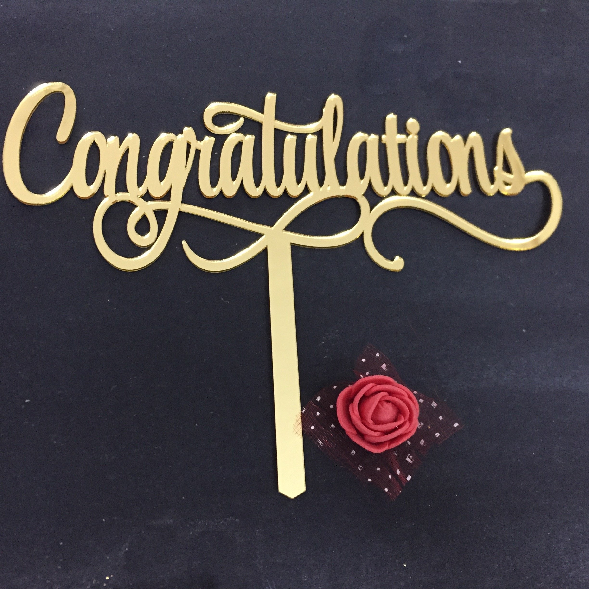 Acrylic Rose Gold Congratulations Cake Topper Australia