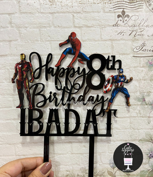 Personalized / Customized Avengers Cake Topper with Name
