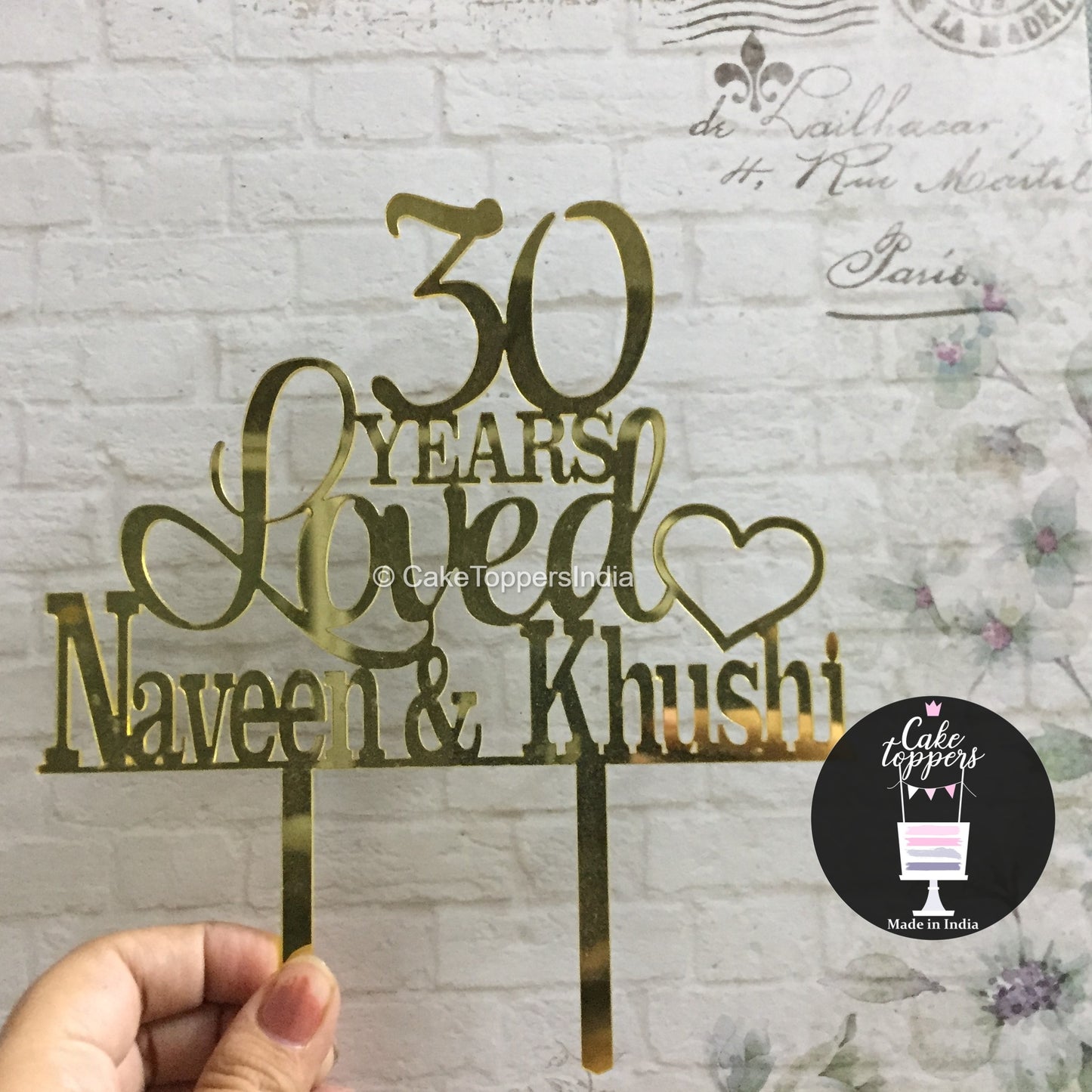 Personalized / Customized Anniversary Cake Topper