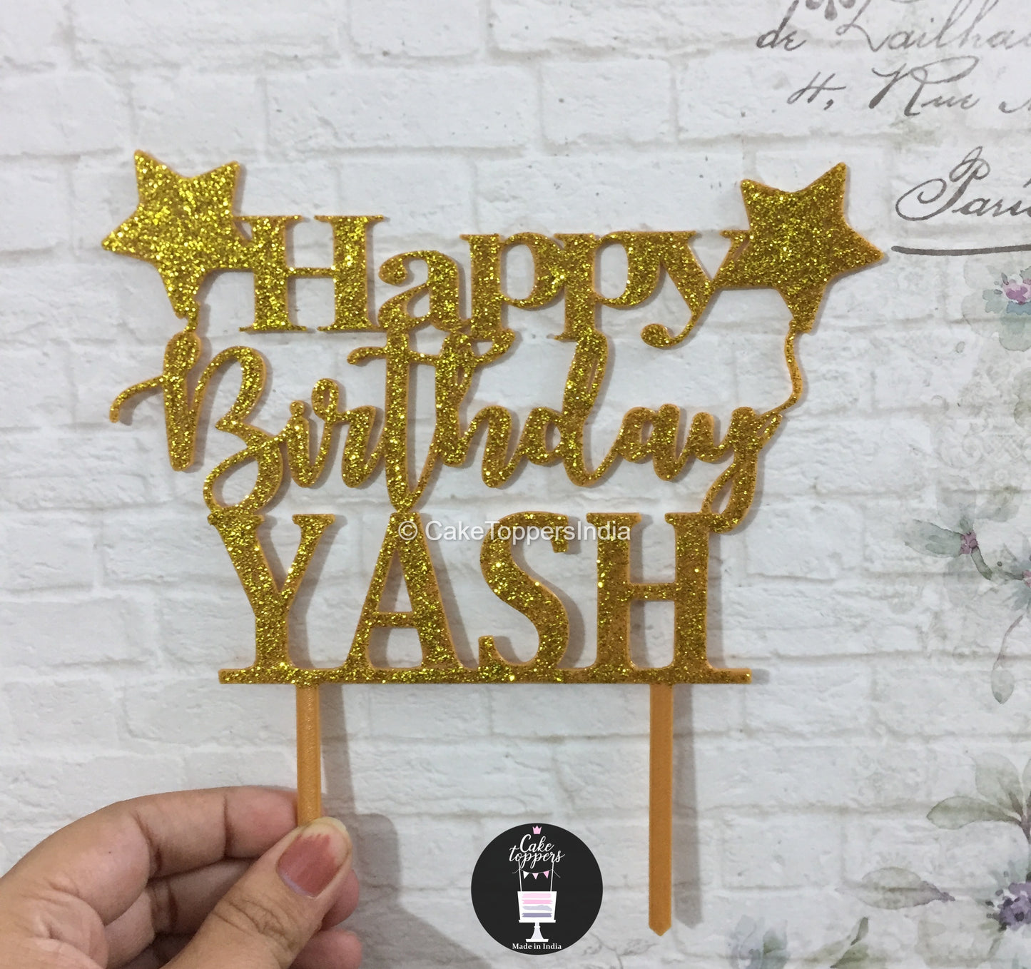 Personalized / Customized Happy Birthday Cake Topper with Name PHBDCT006