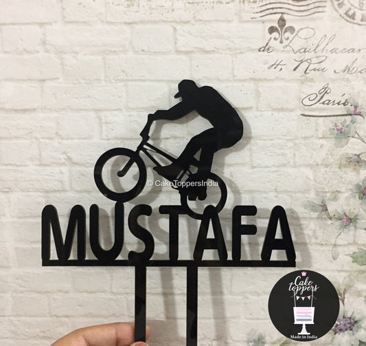 Personalized / Customized Cycling Theme Cake Topper with Name